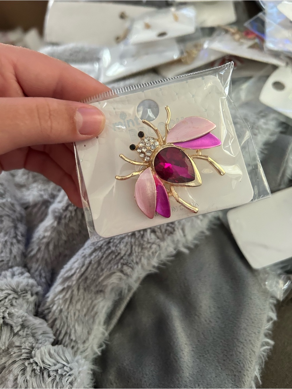 4/$50 Pink Crystal Bee Brooch - Elegant Women’s Jewelry